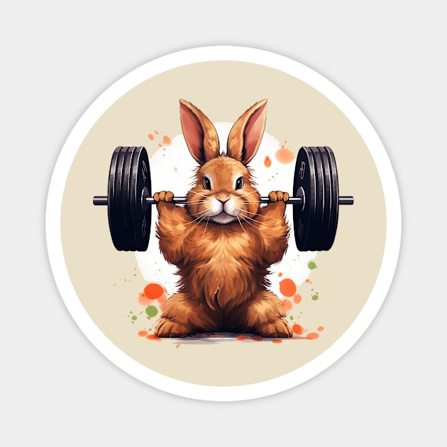 rabbit lifting weight Magnet by piratesnow